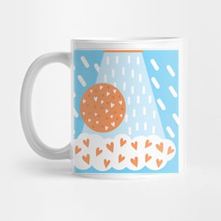 Orange Hearts and Rain Drops Abstract Mug